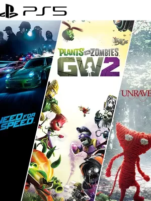 3 JUEGOS EN 1 Need for Speed + Plants vs. Zombies Garden Warfare 2 + Unravel PS5